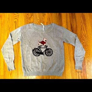 Modcloth Teeberry & Weave Gray Scottie Dog Bicycle Sweater Pullover Size M